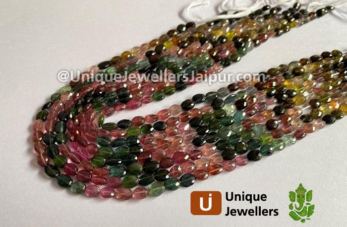 Tourmaline Faceted Oval Beads