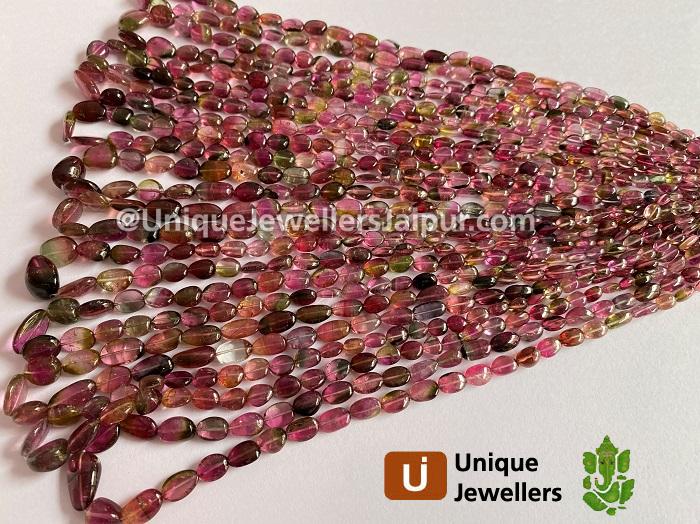 Bi Color Tourmaline Far Smooth Oval Nugget Beads