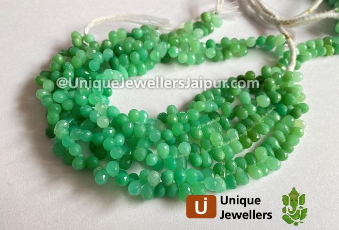 Chrysoprase Faceted Drop Beads