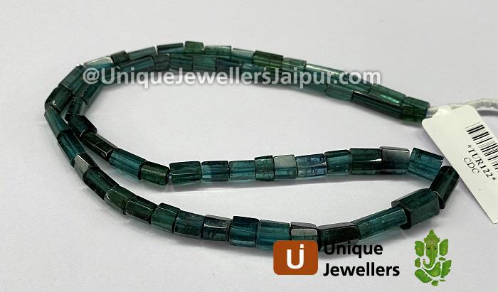 Blue Tourmaline Step Cut Cylinder Beads