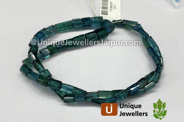 Blue Tourmaline Step Cut Cylinder Beads