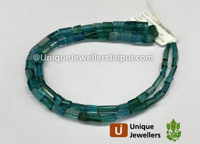 Blue Tourmaline Step Cut Cylinder Beads