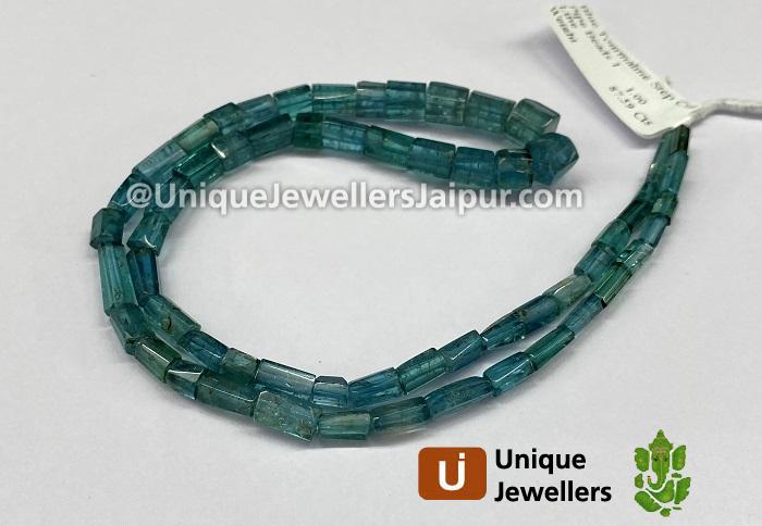 Blue Tourmaline Step Cut Cylinder Beads