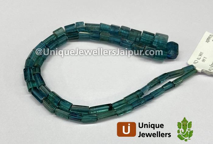 Indicolite Blue Tourmaline Step Cut Cylinder Beads