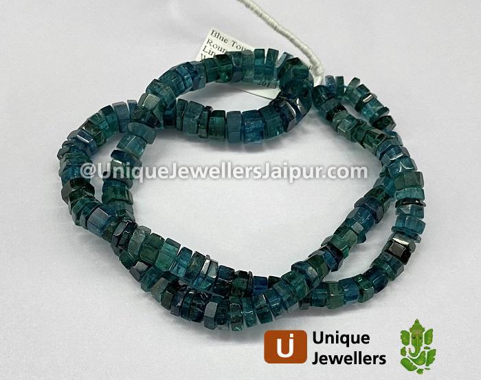 Blue Tourmaline Step Cut Roundelle Beads