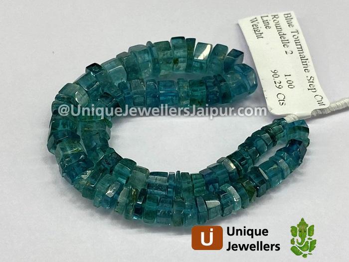 Paraiba Blue Tourmaline Step Cut Roundelle Beads