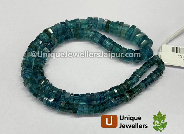 Blue Tourmaline Step Cut Roundelle Beads