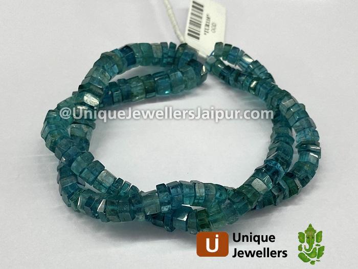 Indicolite Blue Tourmaline Step Cut Roundelle Beads