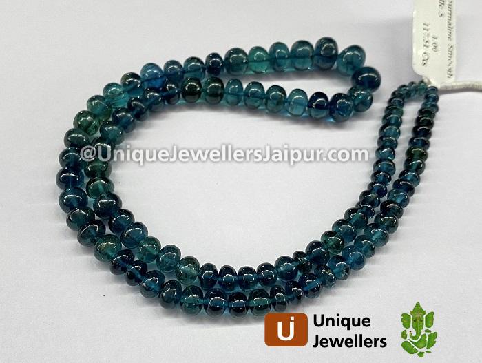 Indicolite Blue Tourmaline Smooth Roundelle Beads
