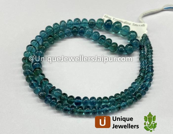 Blue Tourmaline Smooth Roundelle Beads