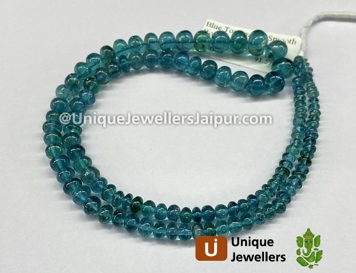 Blue Tourmaline Smooth Roundelle Beads