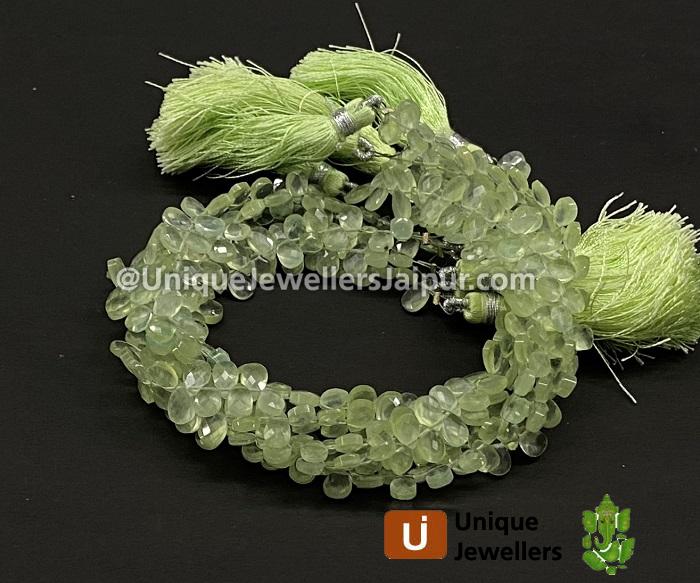 Prehnite Faceted Pear Beads