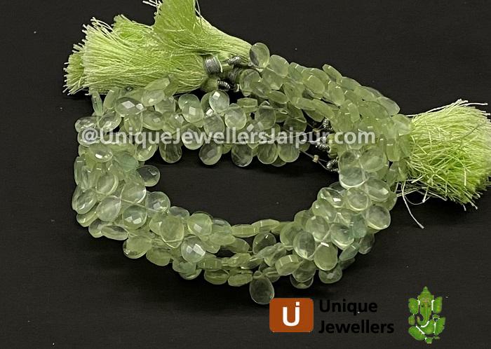 Prehnite Faceted Pear Beads