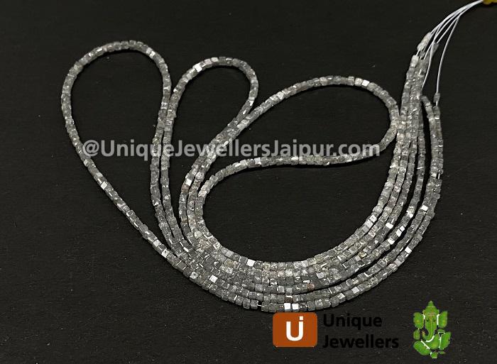 Silvery Grey Diamond Faceted Cube Beads