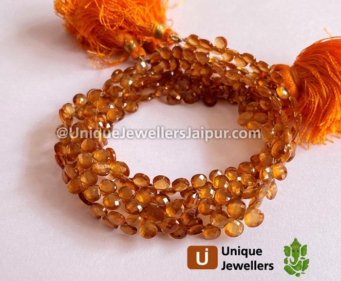 Spessartite Faceted Heart Beads