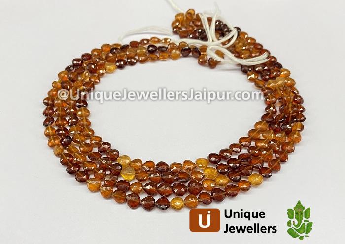 Spessartite Shaded Faceted Heart Beads