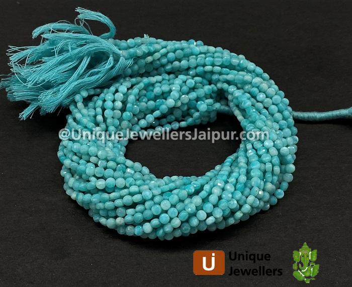 Amazonite Faceted Coin Beads