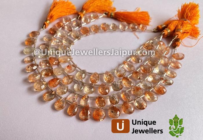 Sunstone Far Faceted Pear Beads