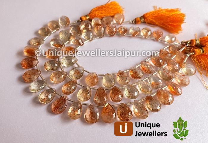 Sunstone Far Faceted Pear Beads