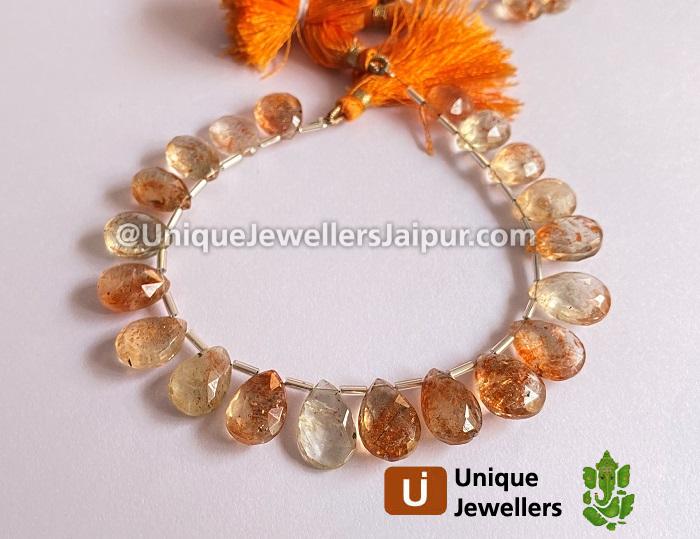 Sunstone Far Faceted Pear Beads 