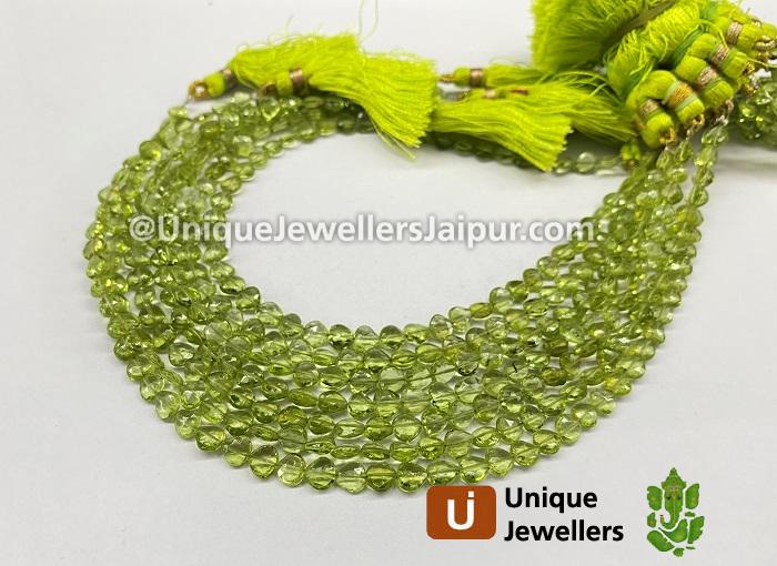 Peridot Faceted Heart Beads