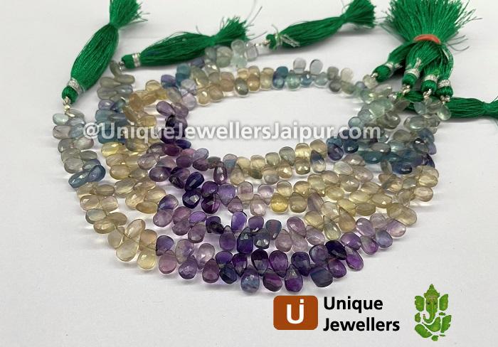 Multi Fluorite Faceted Pear Beads