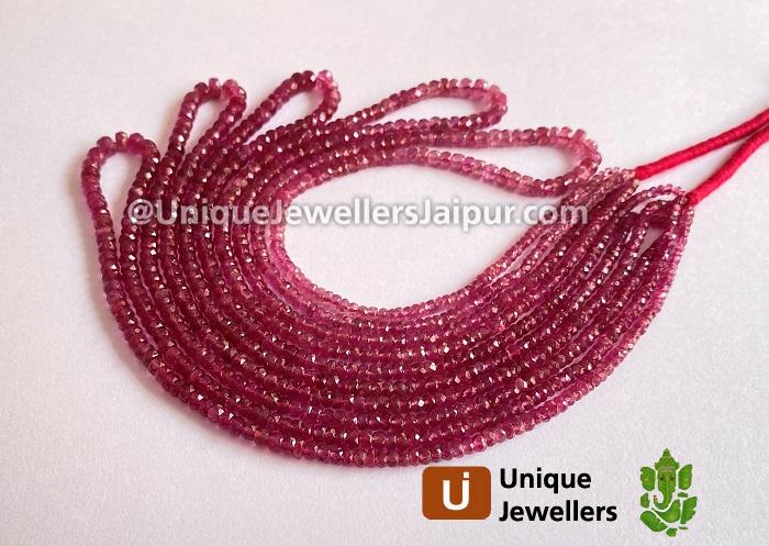 Rubellite Tourmaline Faceted Roundelle Beads