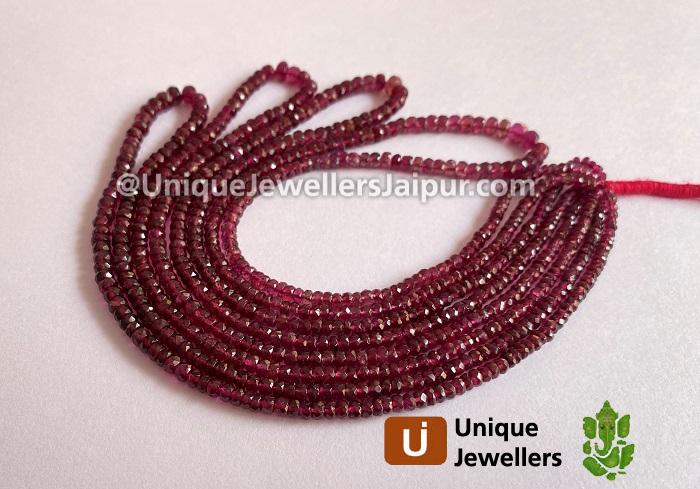 Rubellite Tourmaline Faceted Roundelle Beads