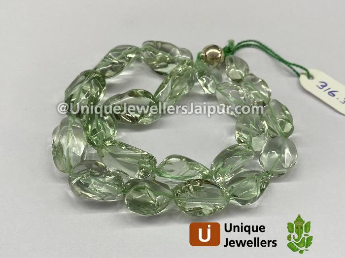 Green Amethyst Smooth Irregular Nugget Beads