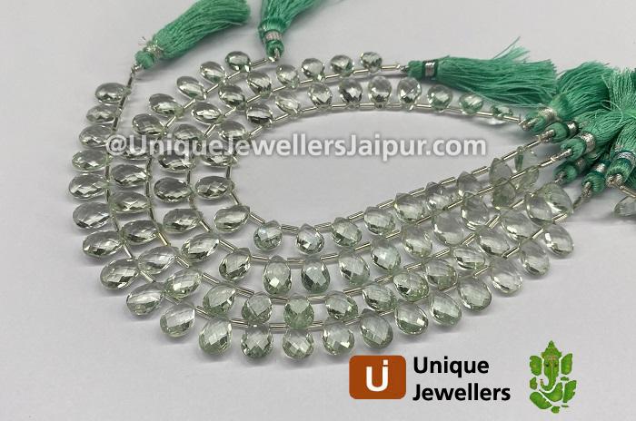 Green Amethyst Faceted Pear Beads