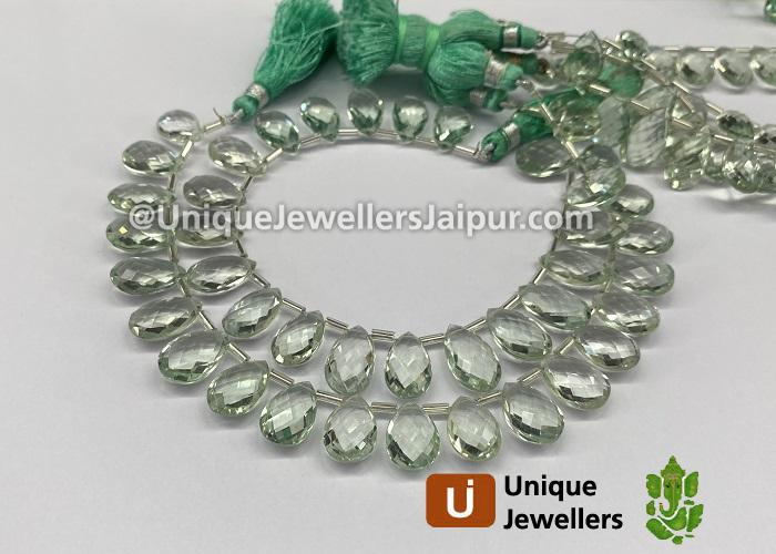 Green Amethyst Far Faceted Pear Beads