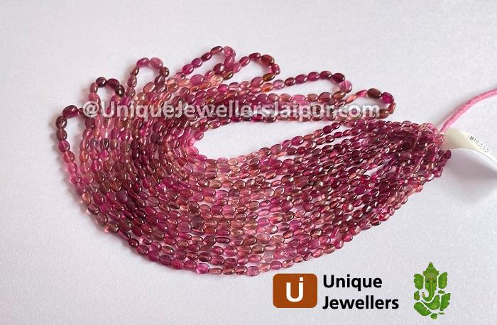 Rubellite Shaded Smooth Oval Beads