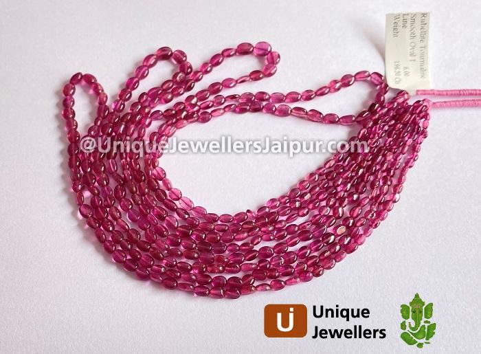 Rubellite Smooth Oval Beads