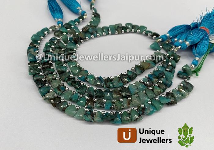 Chrysocolla Faceted Pyramid Beads