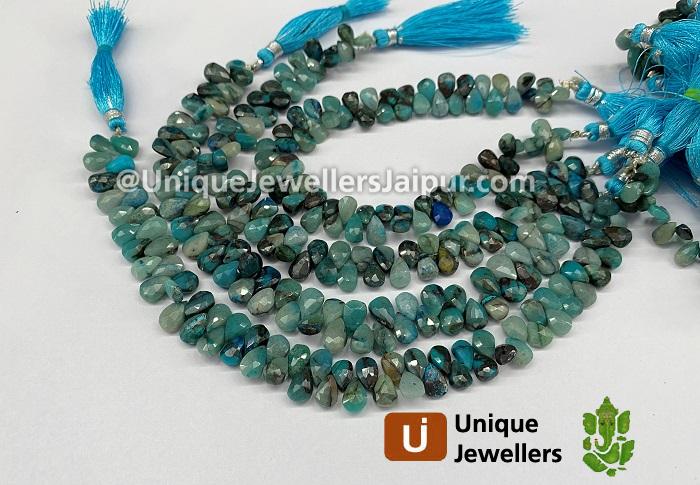Chrysocolla Faceted Pear Beads