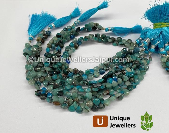 Chrysocolla Faceted Heart Beads