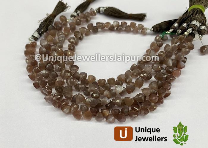 Grey Moonstone Faceted Trillion Beads