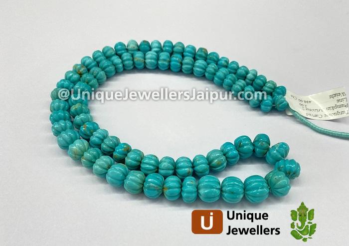 Natural Arizona Turquoise Carved Pumpkins Beads