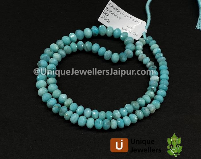 Peruvian Amazonite Faceted Roundelle Beads