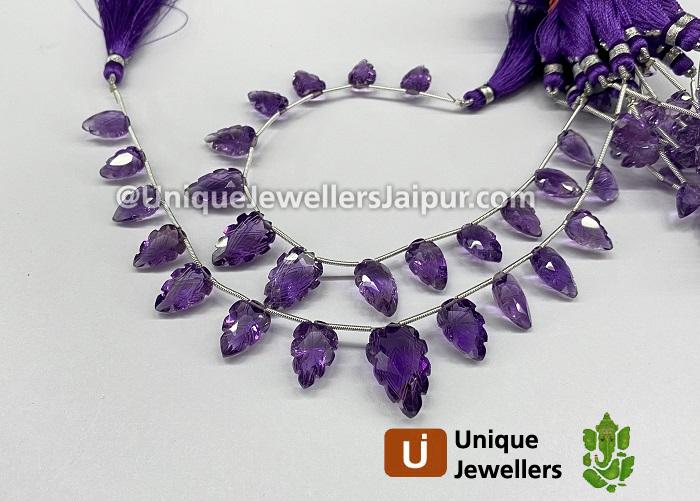 Amethyst Carved Leaf Beads