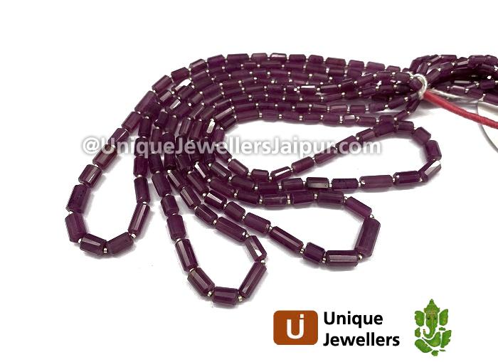 Ruby Step Cut Cylinder Beads