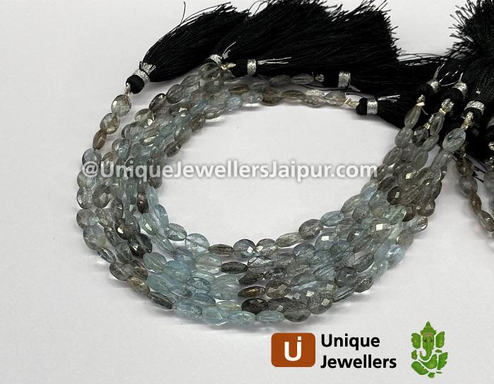 Moss Aquamarine Faceted Oval Beads
