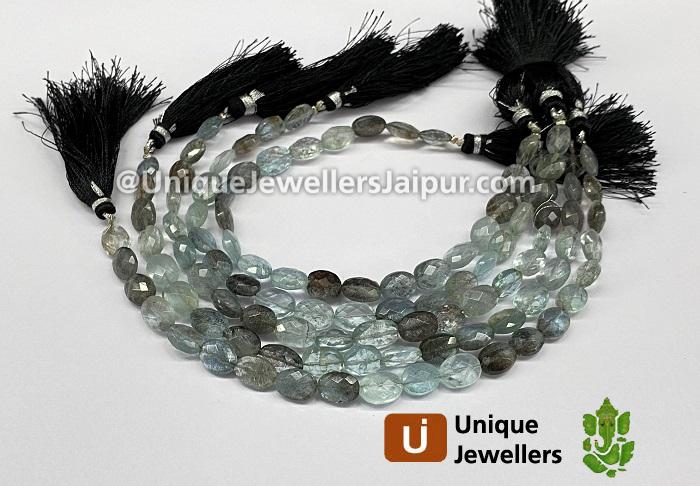 Moss Aquamarine Far Faceted Oval Beads