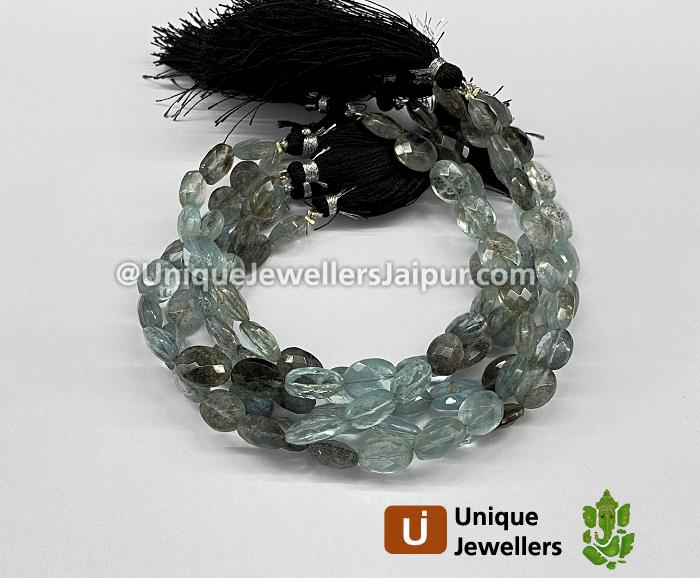 Moss Aquamarine Far Faceted Oval Beads
