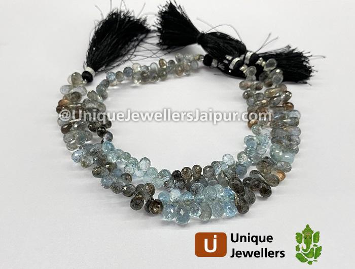 Moss Aquamarine Faceted Drop Beads