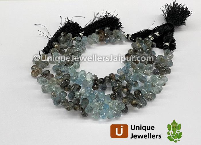 Moss Aquamarine Far Faceted Drop Beads