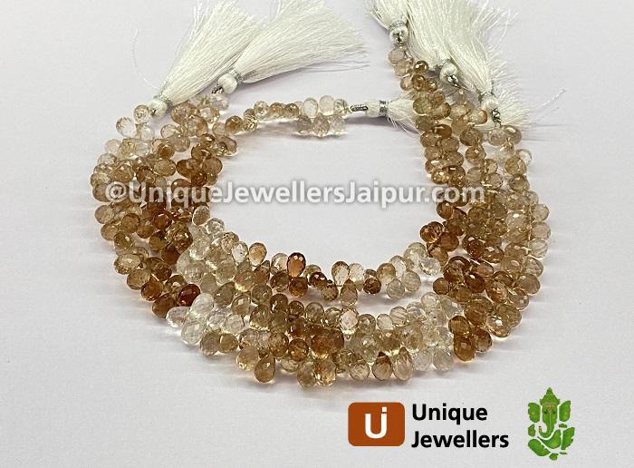 Brown Imperial Topaz Faceted Drops Beads