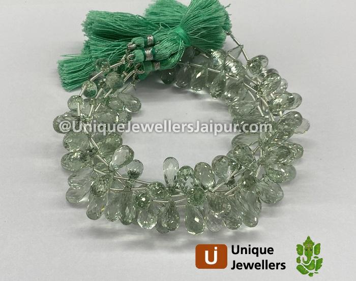 Green Amethyst Faceted Drop Beads