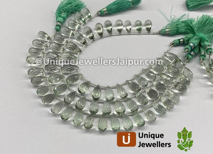 Green Amethyst Far Faceted Drop Beads