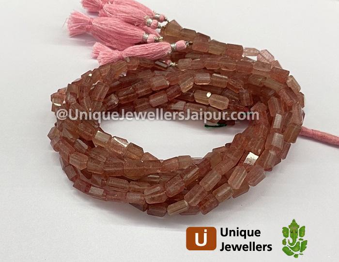 Pink Strawberry Quartz Faceted Nugget Beads